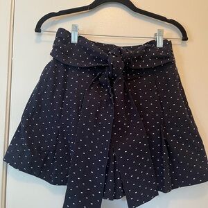 J. Crew Navy Skirt with Cream Dots